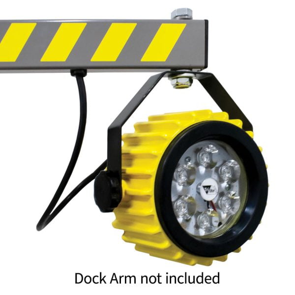 Polycarbonate PL2 loading dock light head attached to DL2 loading dock arm