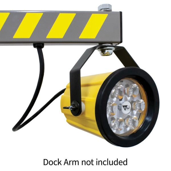 Polycarbonate PL2 loading dock light head attached to DL2 loading dock arm